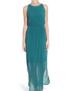 Teal Maxi Dress with Elastic Waist size medium Nic + Zoe shimmer dress